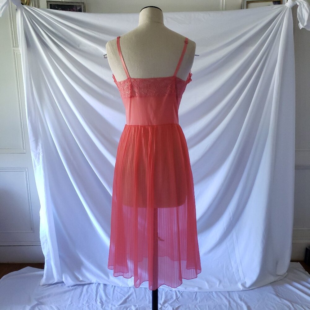 Vintage Coral Lingerie Nightdress Slip Small - Picture 6 of 14
